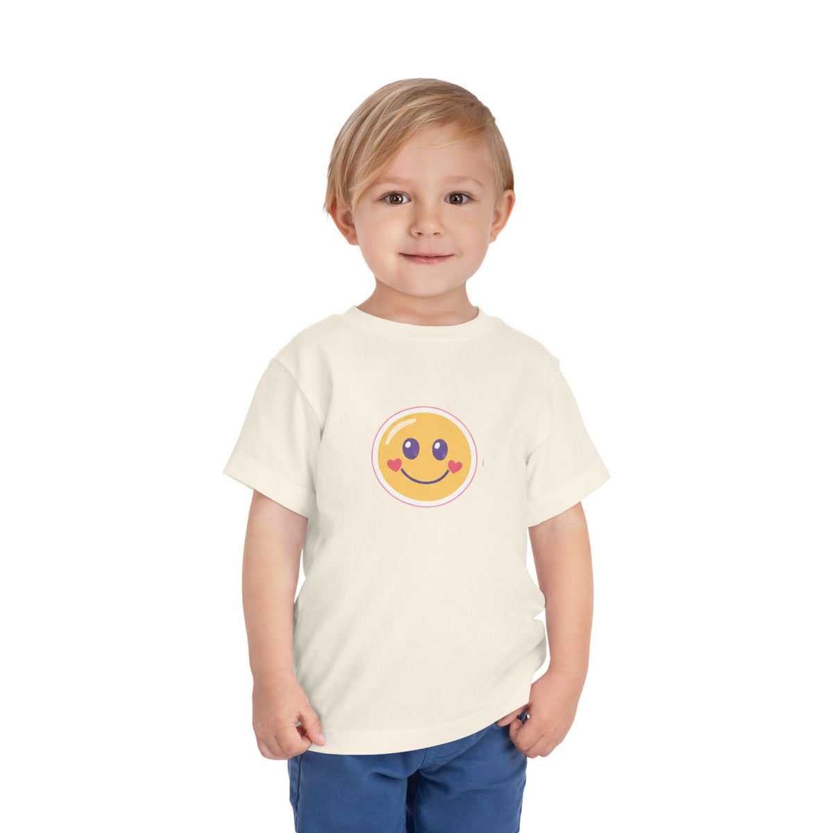 Toddler T-Shirt Smiley Face Be Happy. Be You. Backprint