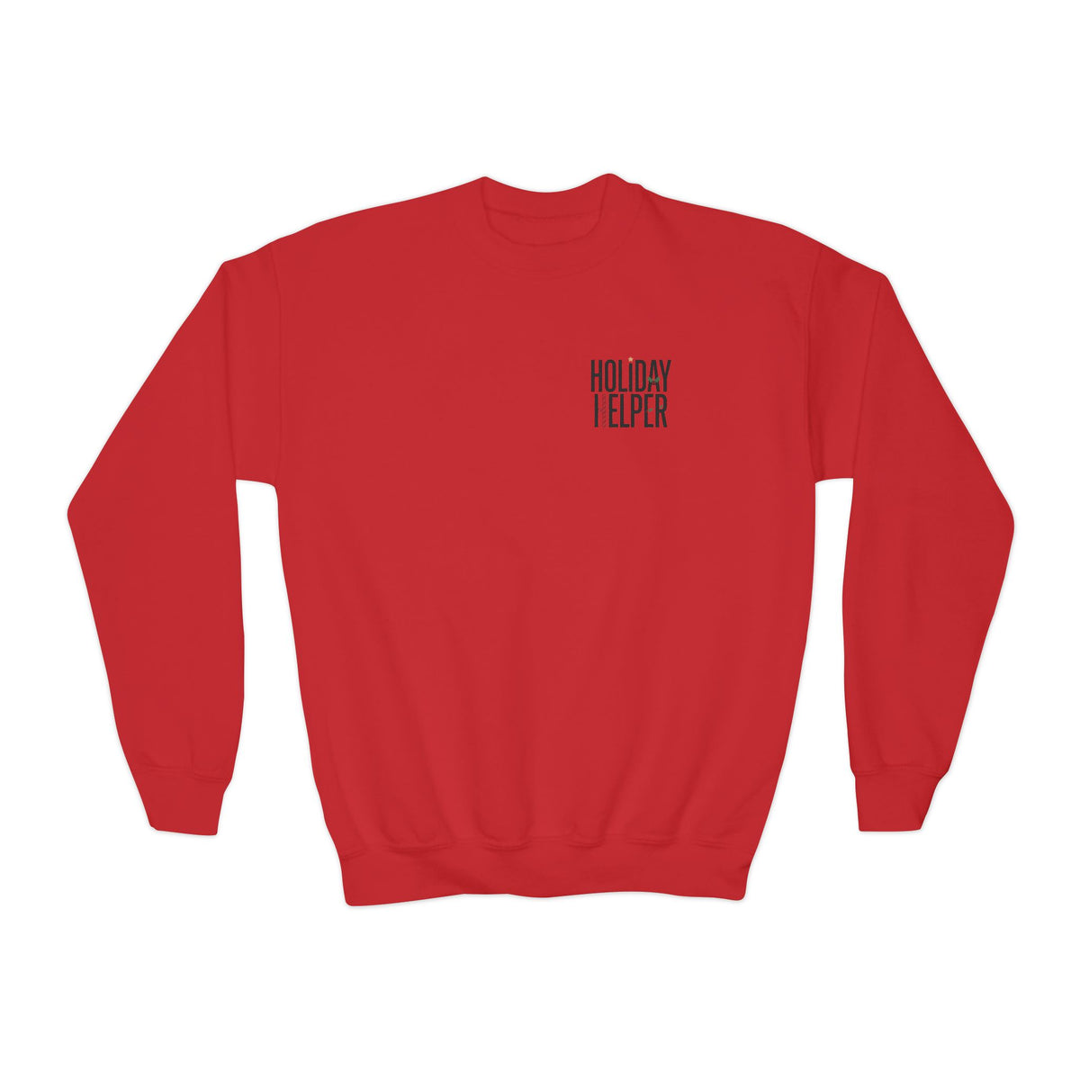 Youth Crewneck Sweatshirt — “Holiday Helper” & “All Elfed Out” Back