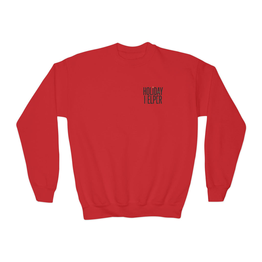 Youth Crewneck Sweatshirt — “Holiday Helper” & “All Elfed Out” Back