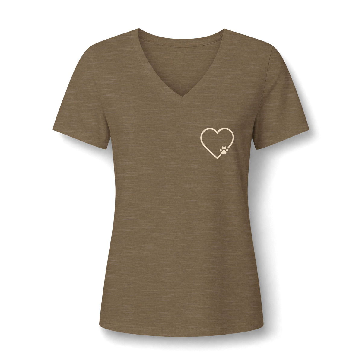 Women's V-Neck Heart Paw Chest Pocket Graphic T-Shirt