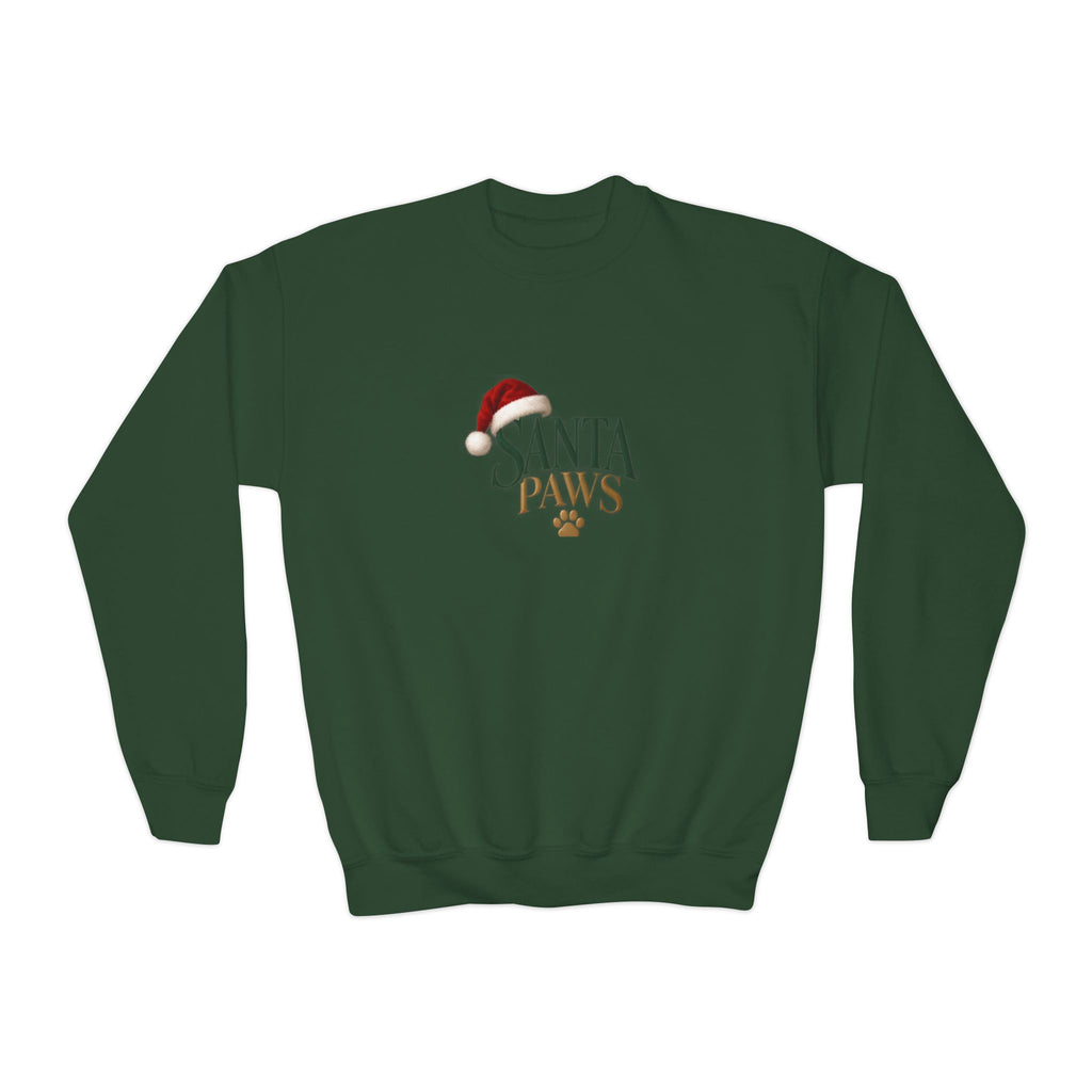 Youth Santa Paws Crewneck Sweatshirt - Dog Lover Design