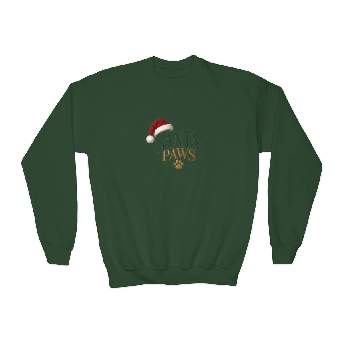 Youth Santa Paws Crewneck Sweatshirt - Dog Lover Design