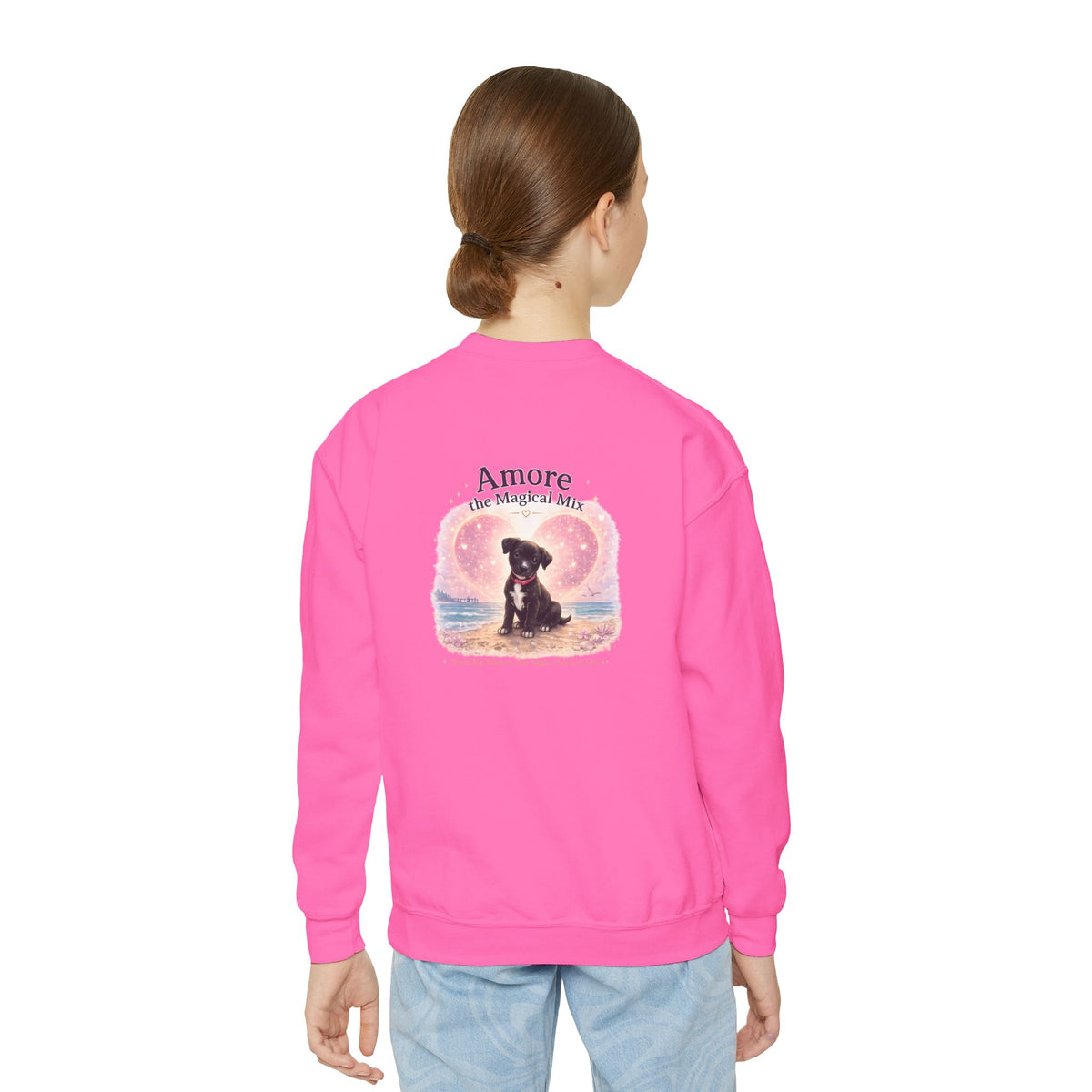 Youth  Amore the Magical Mix Crewneck Sweatshirt Puppy Heart Logo