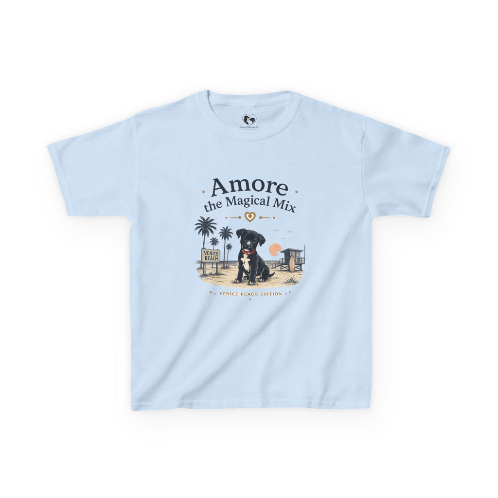 Amore the Magical Mix Kids T-Shirt — Cute Beach Puppy Graphic Tee