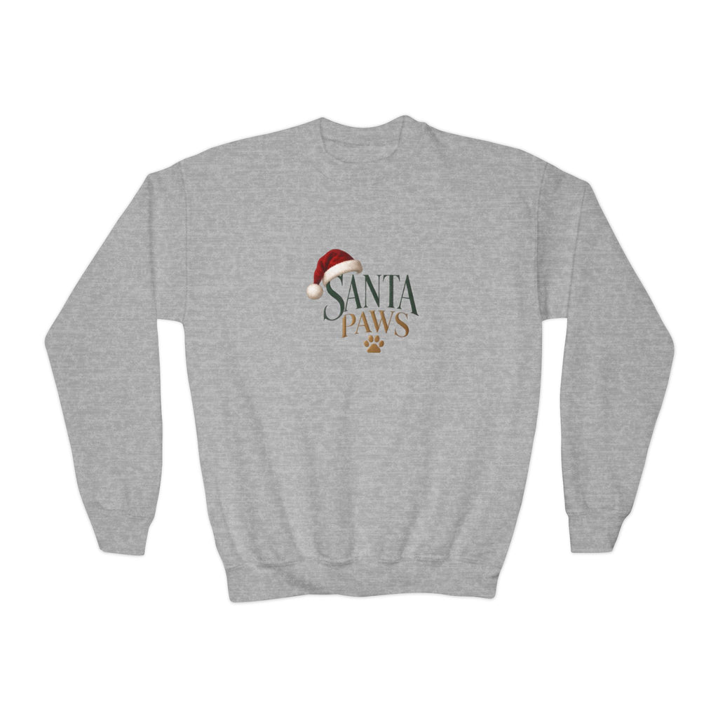 Youth Santa Paws Crewneck Sweatshirt - Dog Lover Design
