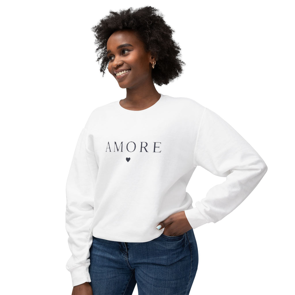 Amore Heart Lightweight Crewneck Sweatshirt Pullover