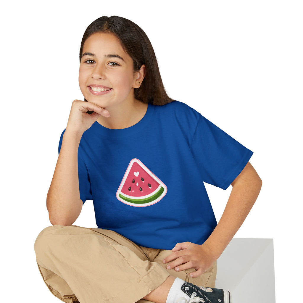 Kids Watermelon Slice T-Shirt with Amore Puppy Back Graphic