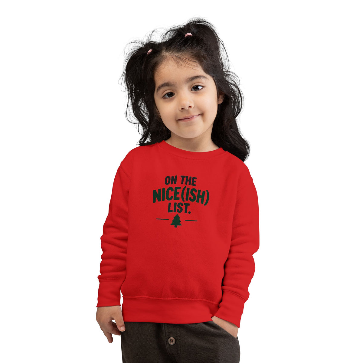 Toddler Sweatshirt - 'On the Nice(ish) List' Funny Christmas Kids Pullover
