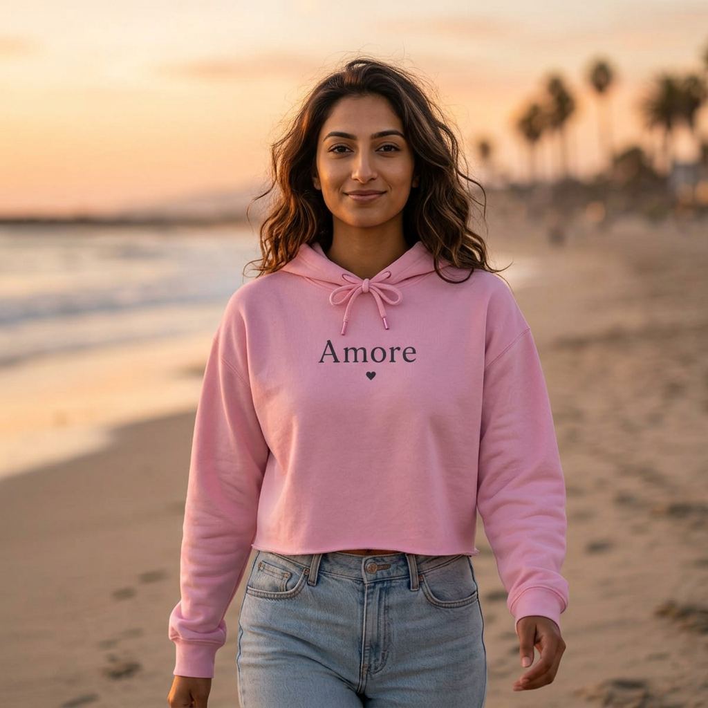 Amore Adult Cropped Hoodie - Pastel “DREAM. BELIEVE. LOVE.” Back