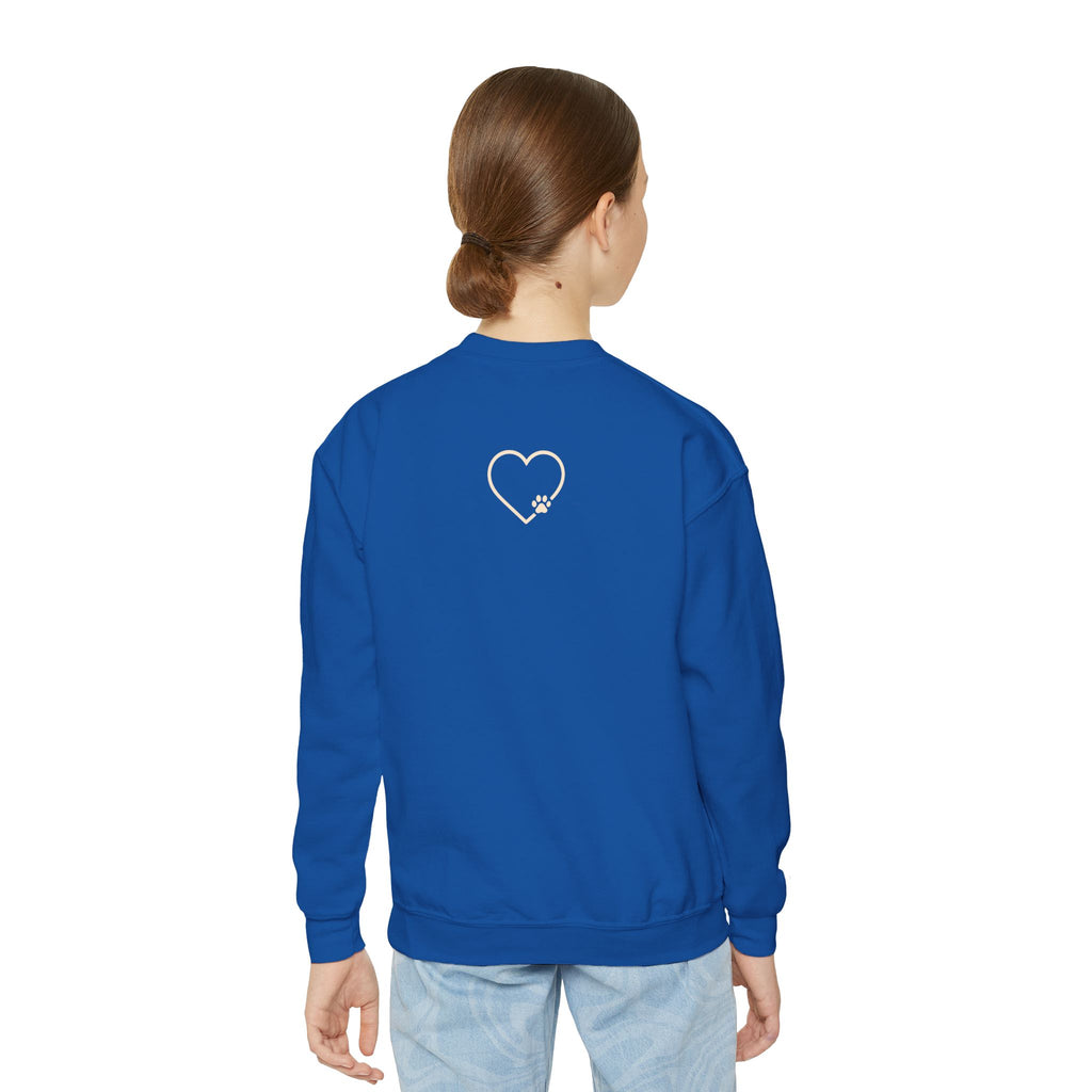 Amore Youth Crewneck Sweatshirt Heart Paw Graphic
