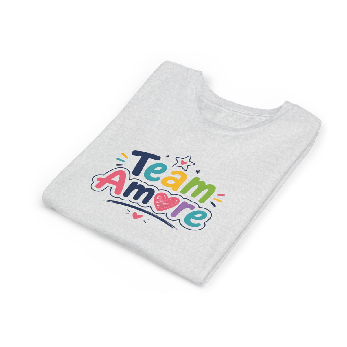 Youth Colorful "Team Amore" with Heart & Puppy Graphic T-Shirt