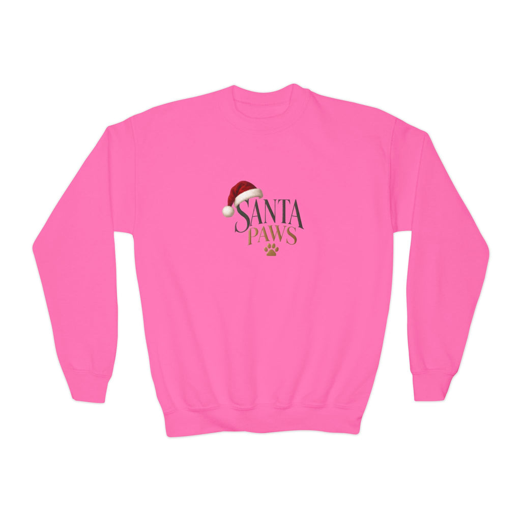 Youth Santa Paws Crewneck Sweatshirt - Dog Lover Design