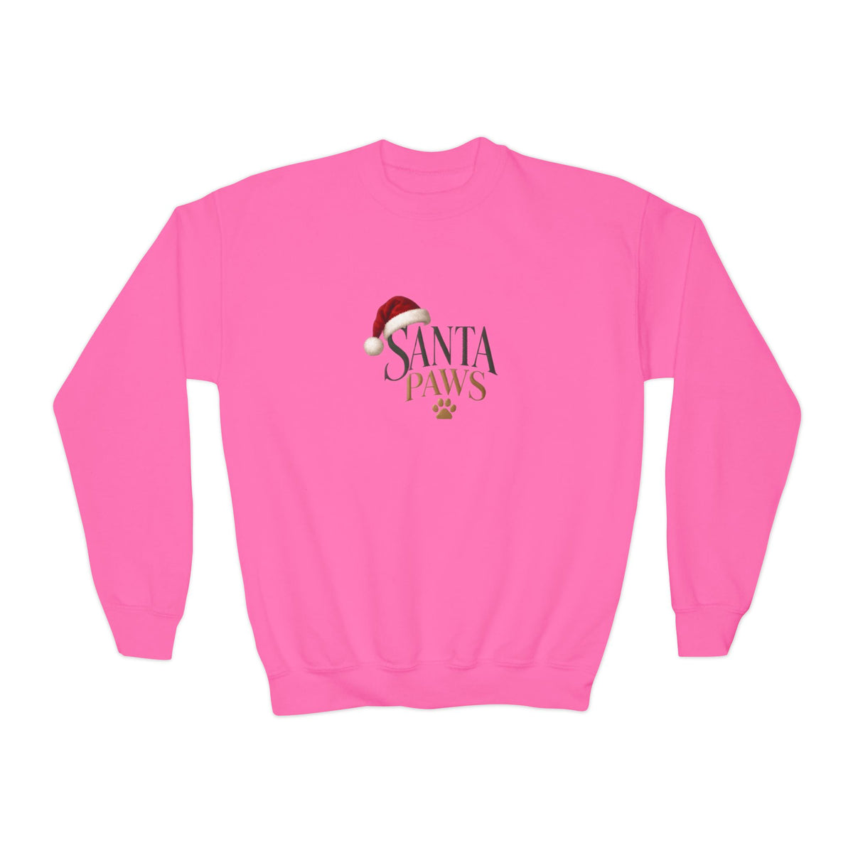 Youth Santa Paws Crewneck Sweatshirt - Dog Lover Design
