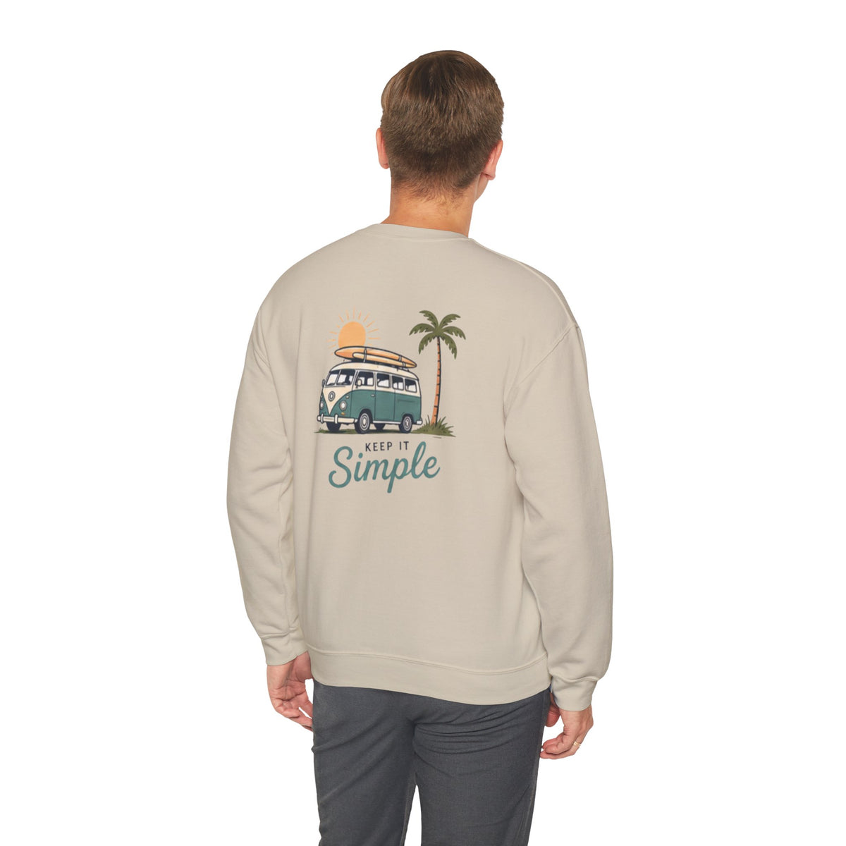 Unisex "Good Vibes" Crewneck Sweatshirt Keep It Simple Retro Camper Van