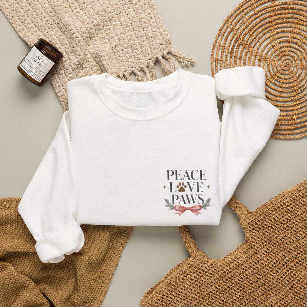 Peace Love Paws Merry Woofmas Christmas Dog Lover Crewneck Sweatshirt
