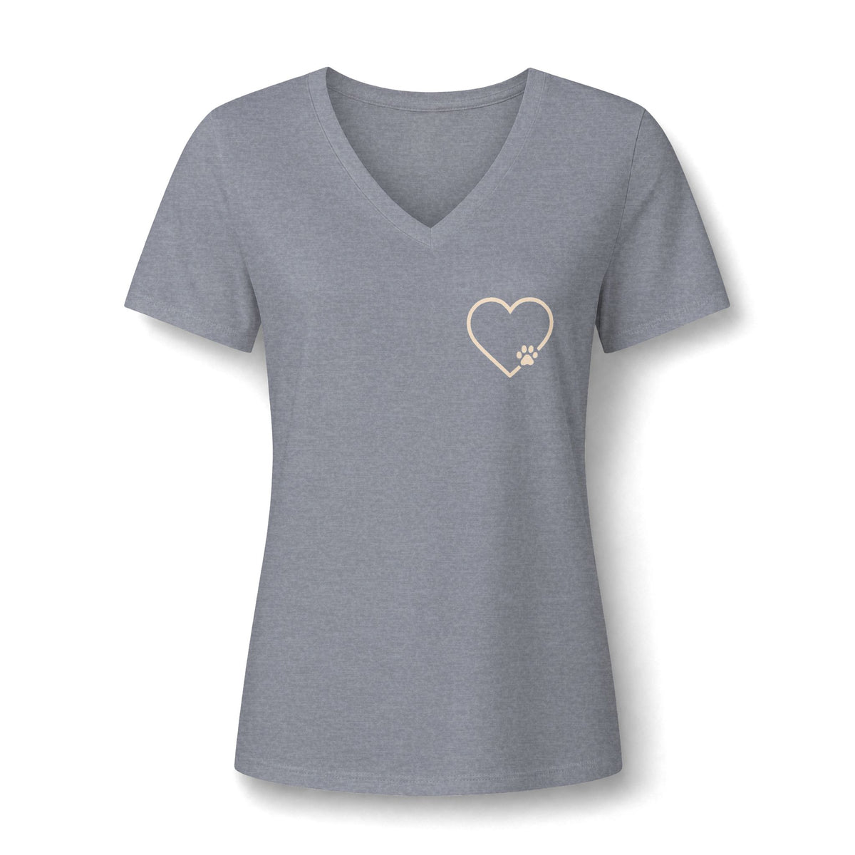 Women's V-Neck Heart Paw Chest Pocket Graphic T-Shirt
