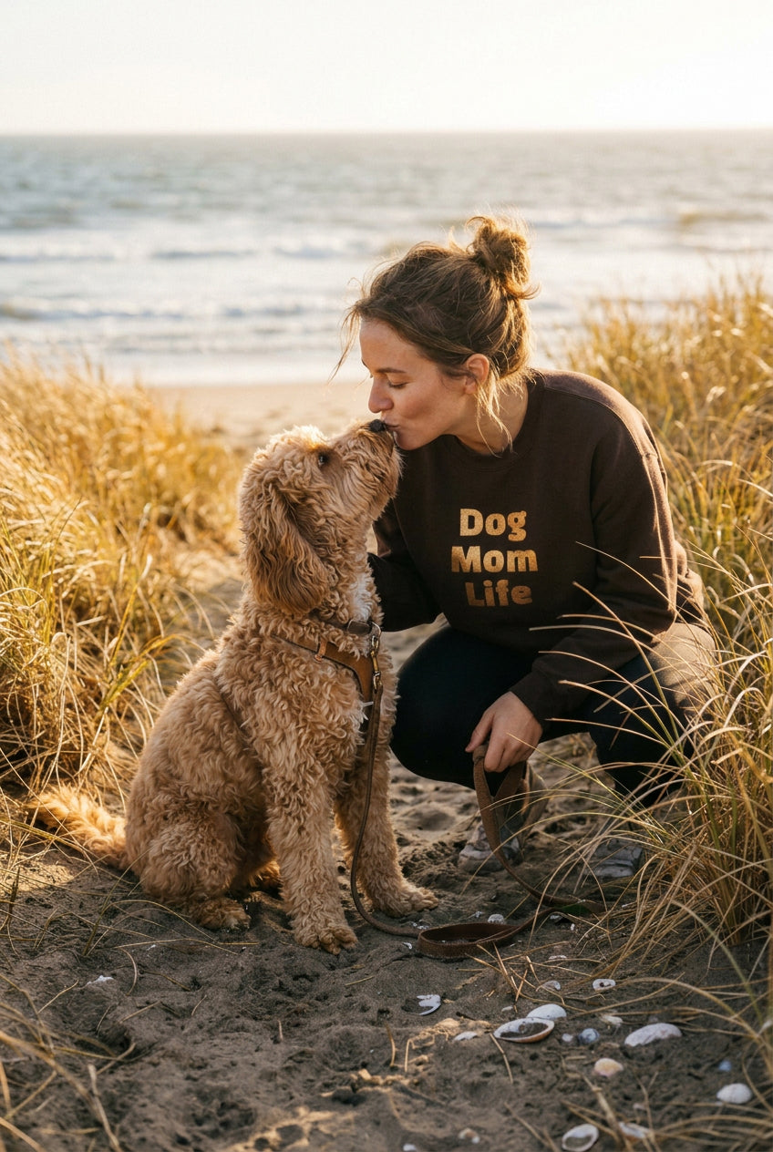 Metallic Dog Mom Life Crewneck Sweatshirt