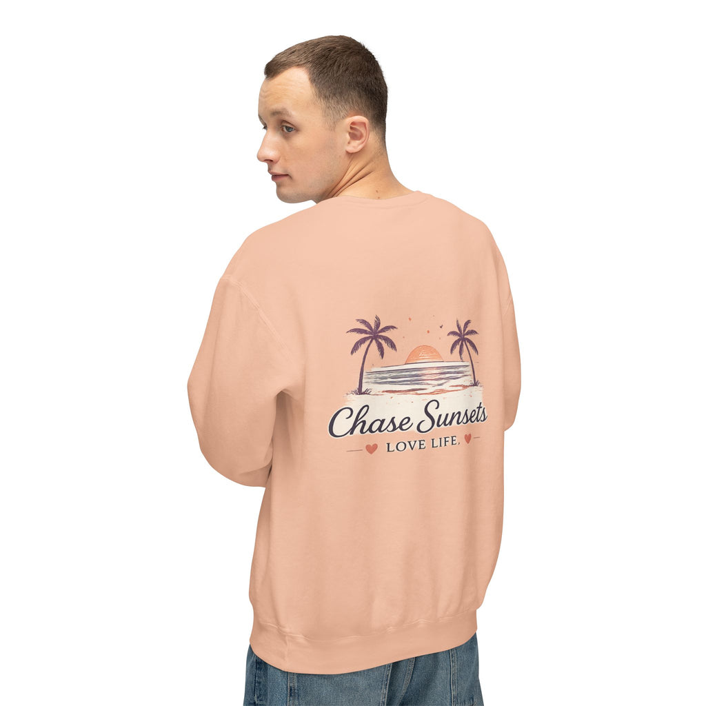 Adult Chase Sunsets Crewneck Sweatshirt Amore Silhouette Graphic