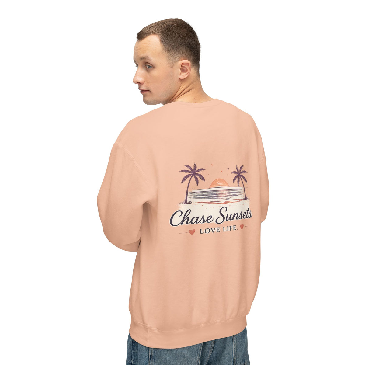 Adult Chase Sunsets Crewneck Sweatshirt Amore Silhouette Graphic