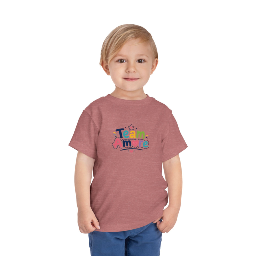 Toddler Team Amore Colorful T-Shirt with Heart Paw Back