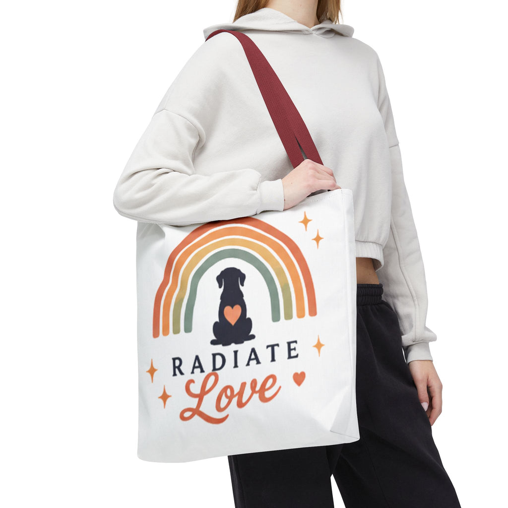 Radiate Love Dog Rainbow Tote Bag
