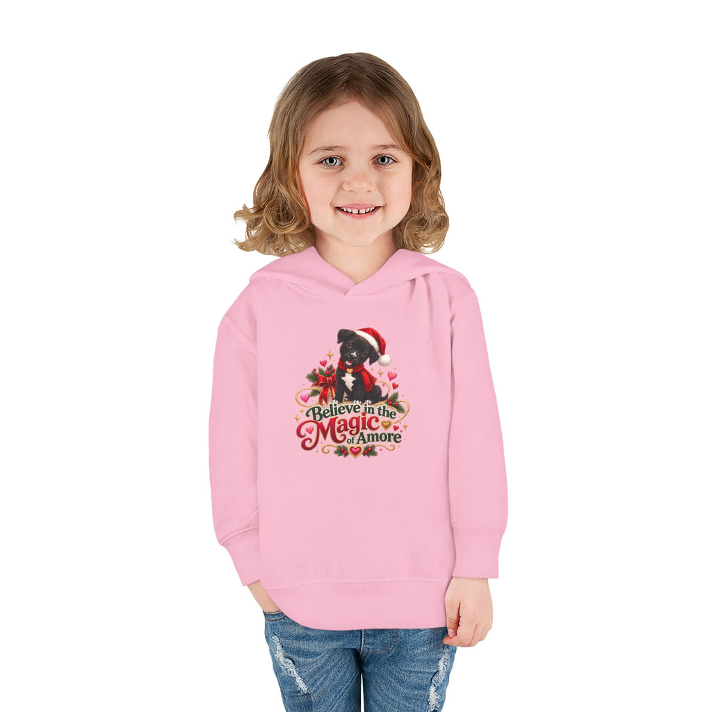 Believe in the Magic of Amoré Christmas Toddler Pullover Hoodie