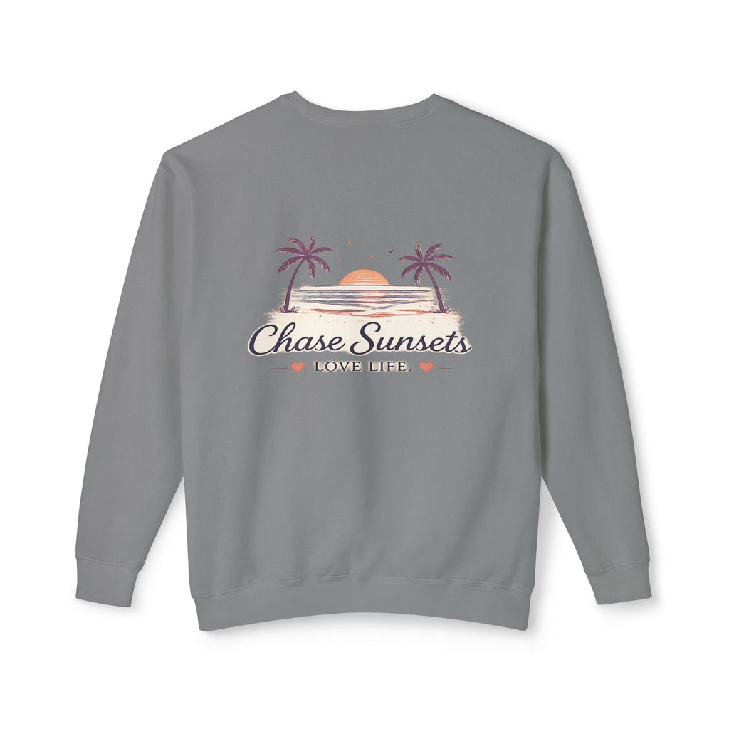 Adult Chase Sunsets Crewneck Sweatshirt Amore Silhouette Graphic
