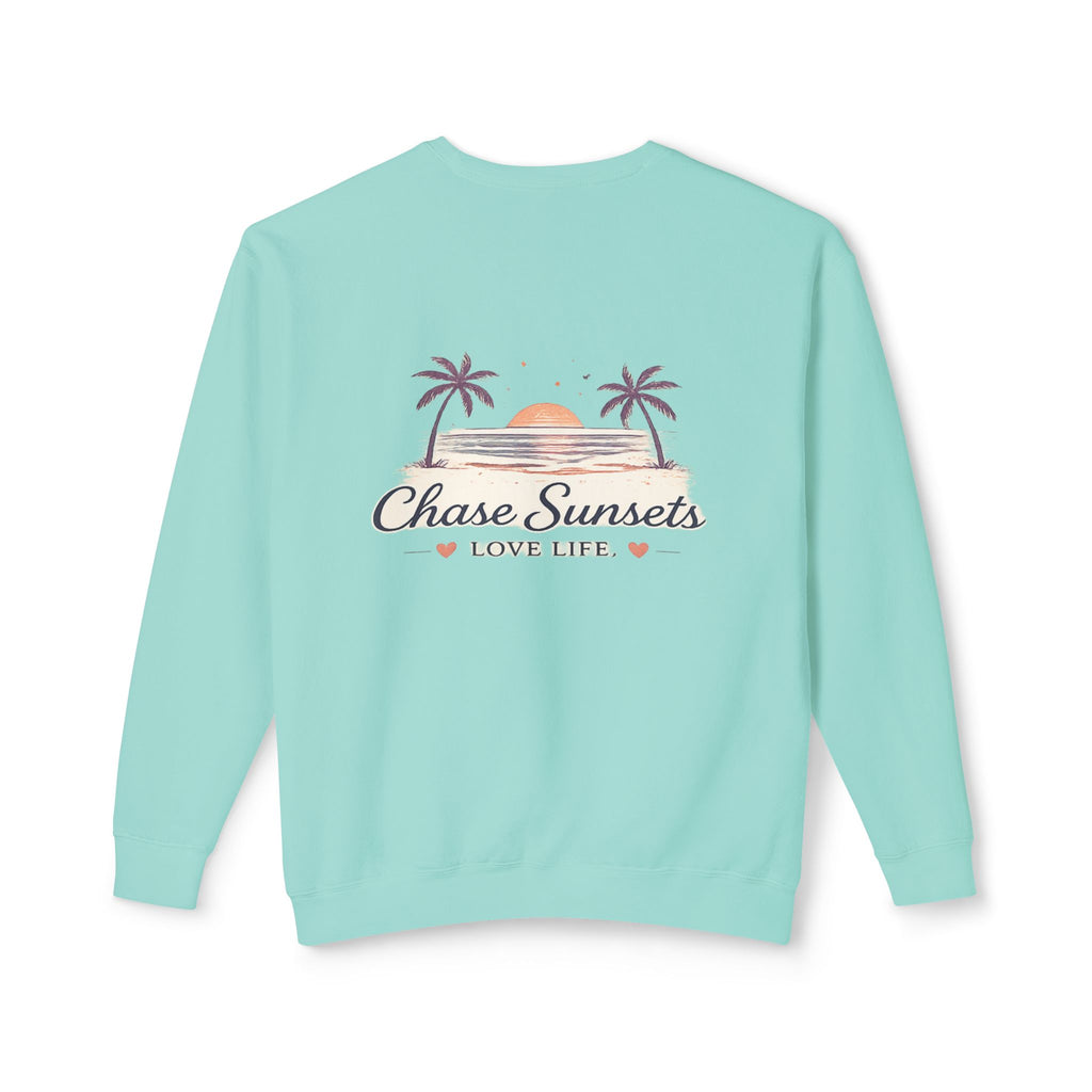 Adult Chase Sunsets Crewneck Sweatshirt Amore Silhouette Graphic