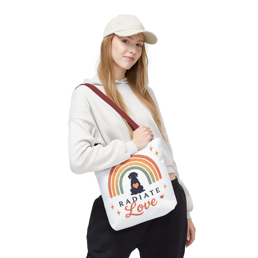Radiate Love Dog Rainbow Tote Bag