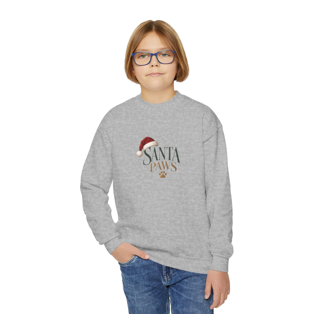 Youth Santa Paws Crewneck Sweatshirt - Dog Lover Design