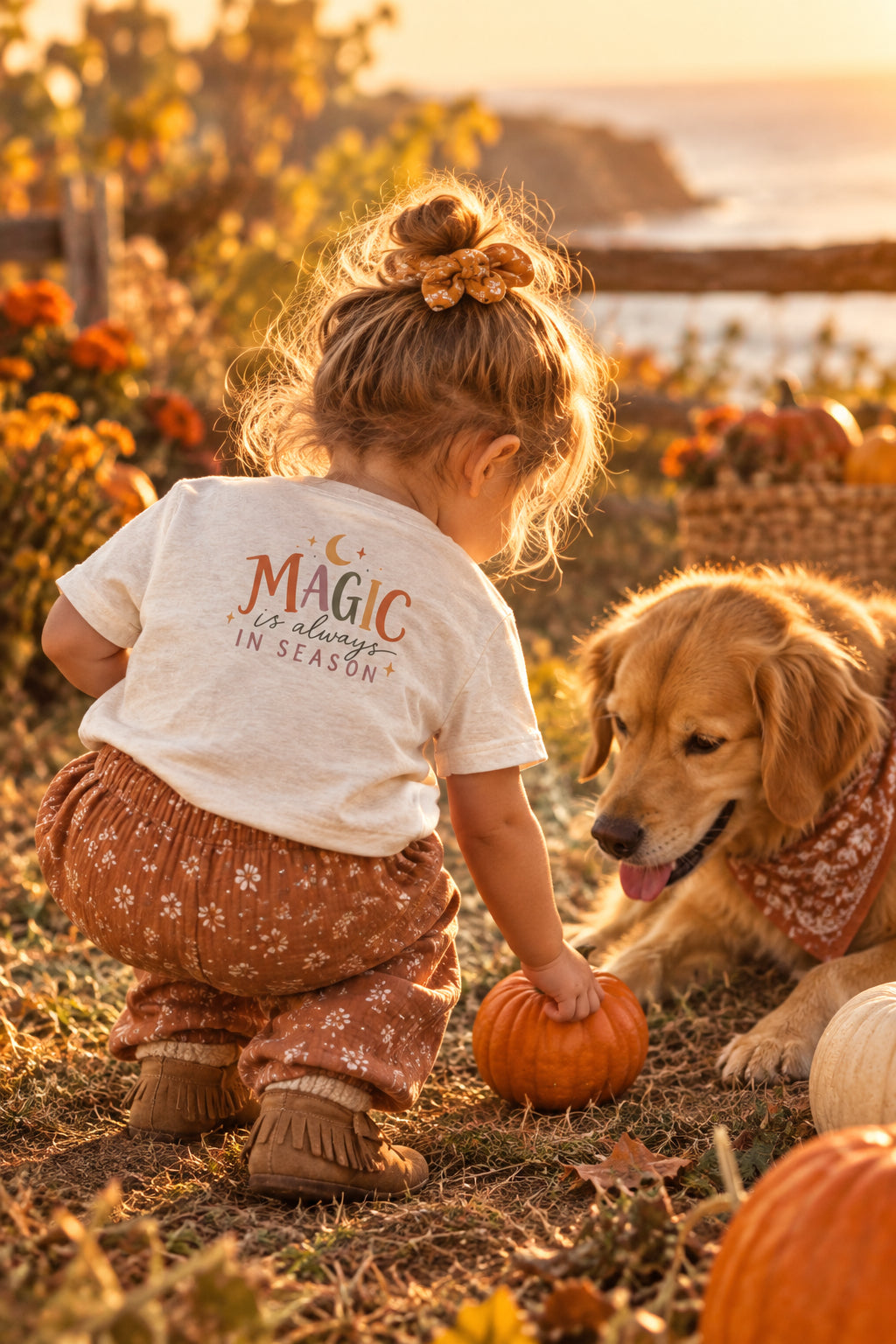 Toddler Tee "Magic Is Always In Season" Puppy & Moon Graphic