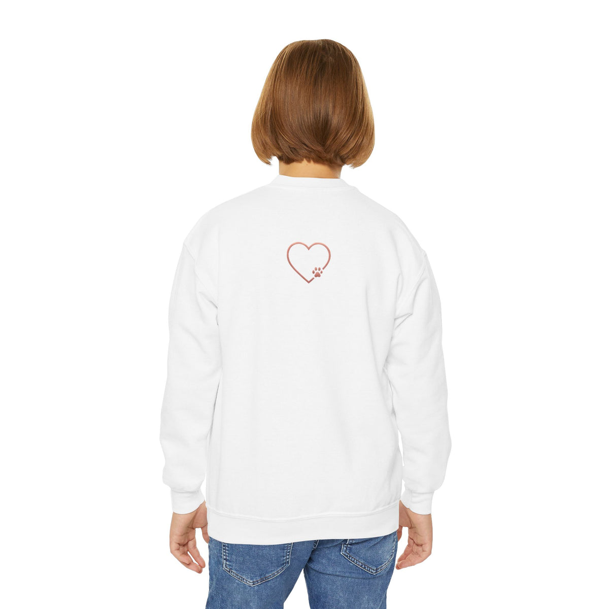 Amore Youth Crewneck Sweatshirt Heart Paw Graphic