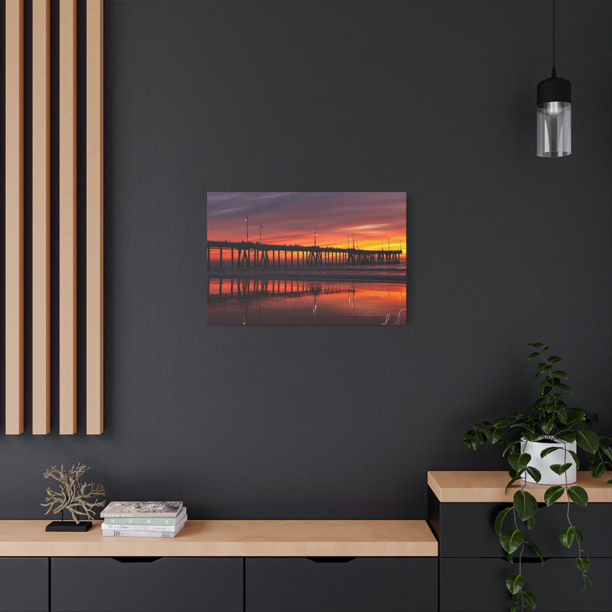 Sunset Pier Canvas Print — Matte Stretched Wall Art (1.25")