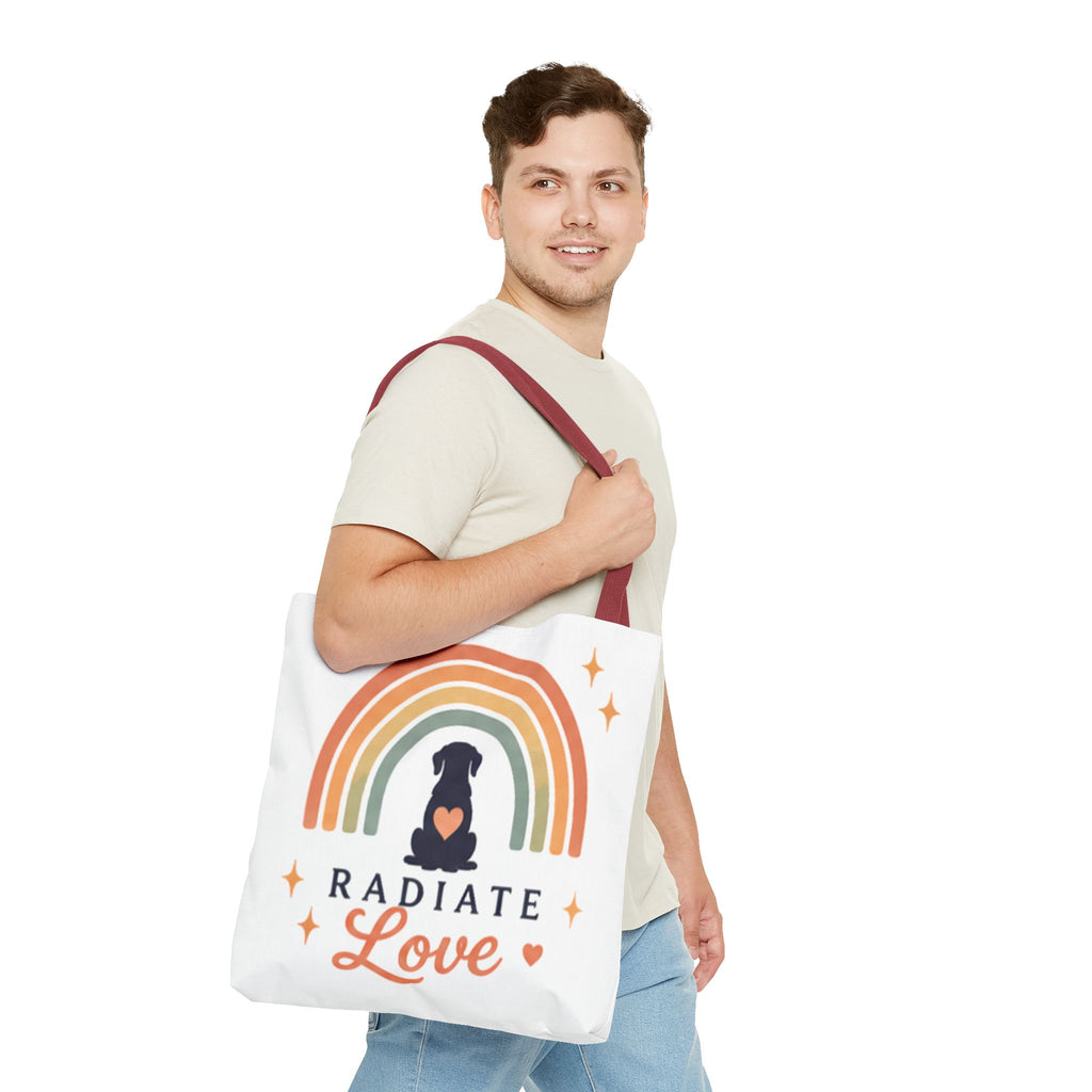 Radiate Love Dog Rainbow Tote Bag