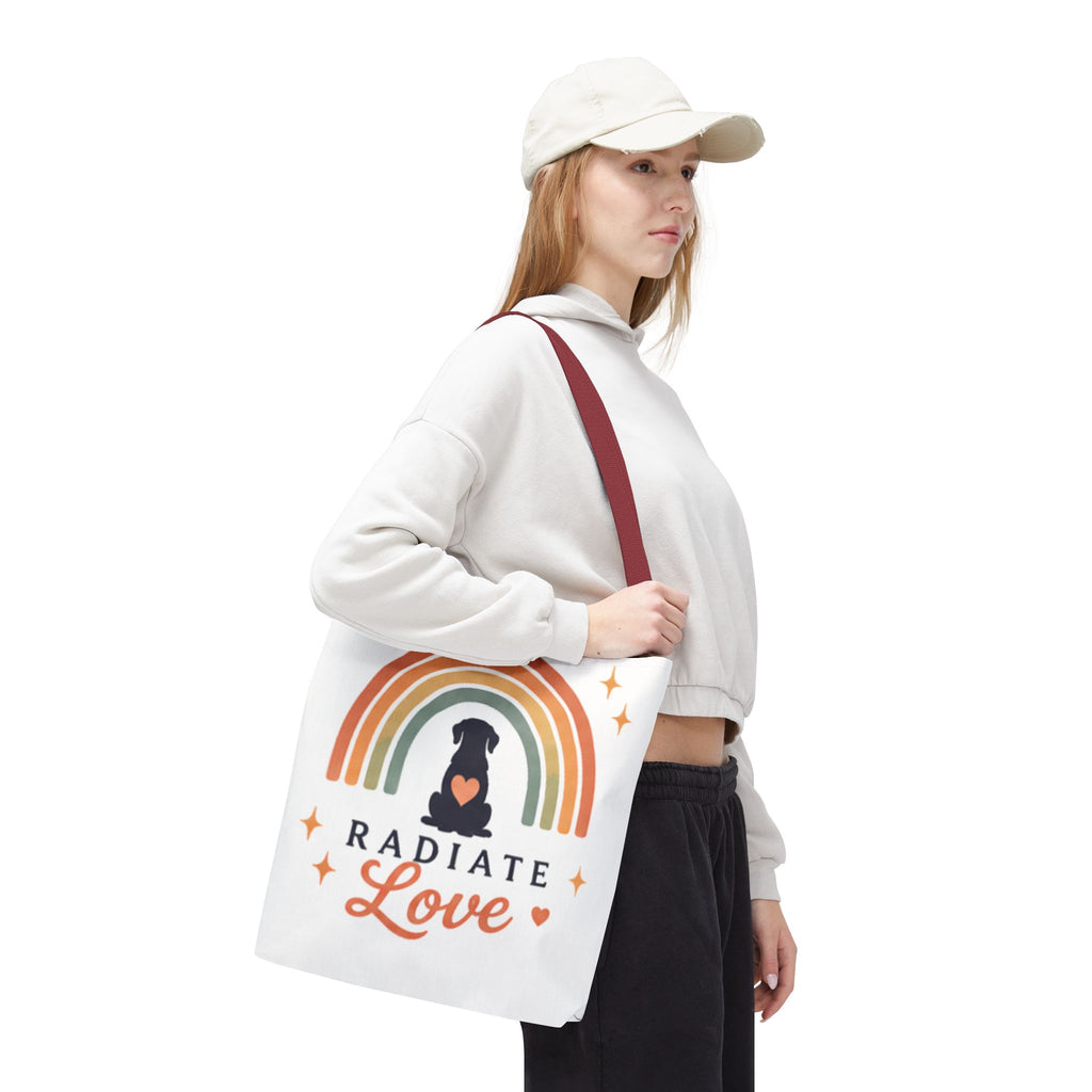 Radiate Love Dog Rainbow Tote Bag