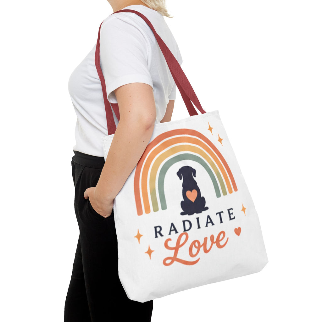 Radiate Love Dog Rainbow Tote Bag