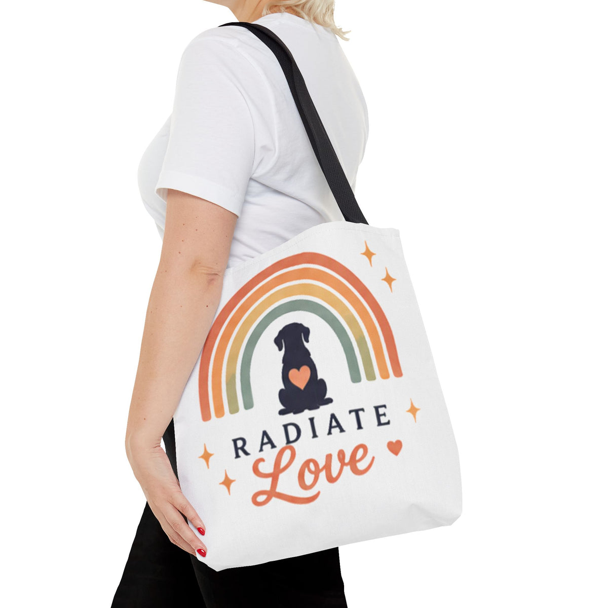 Radiate Love Dog Rainbow Tote Bag