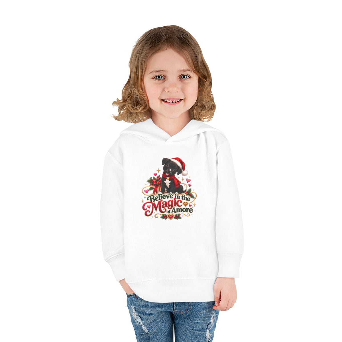 Believe in the Magic of Amoré Christmas Toddler Pullover Hoodie