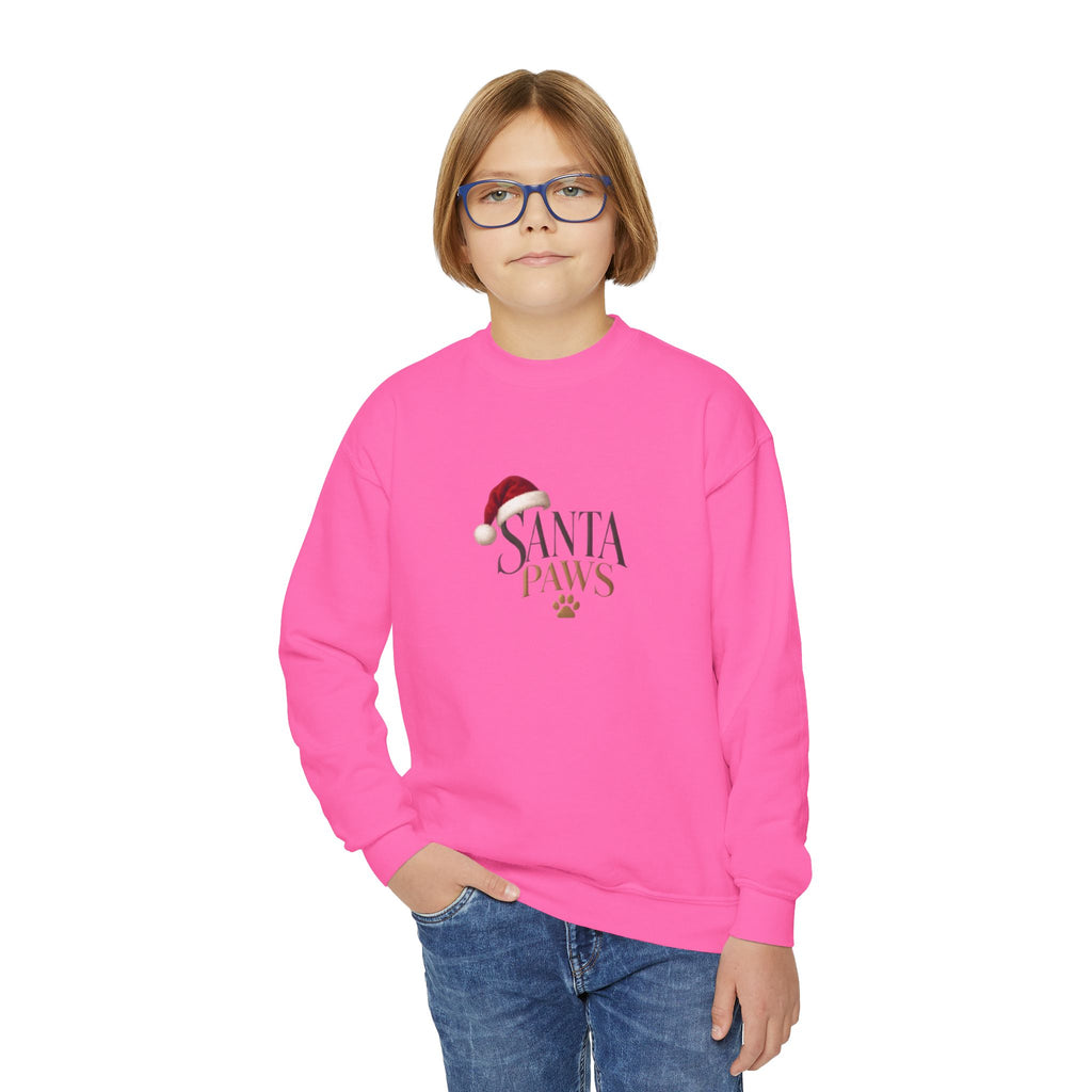 Youth Santa Paws Crewneck Sweatshirt - Dog Lover Design