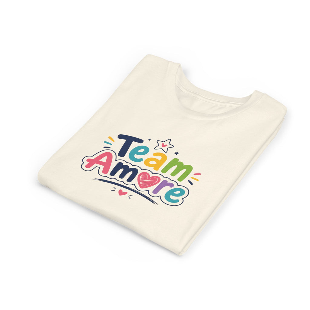 Youth Colorful "Team Amore" with Heart & Puppy Graphic T-Shirt