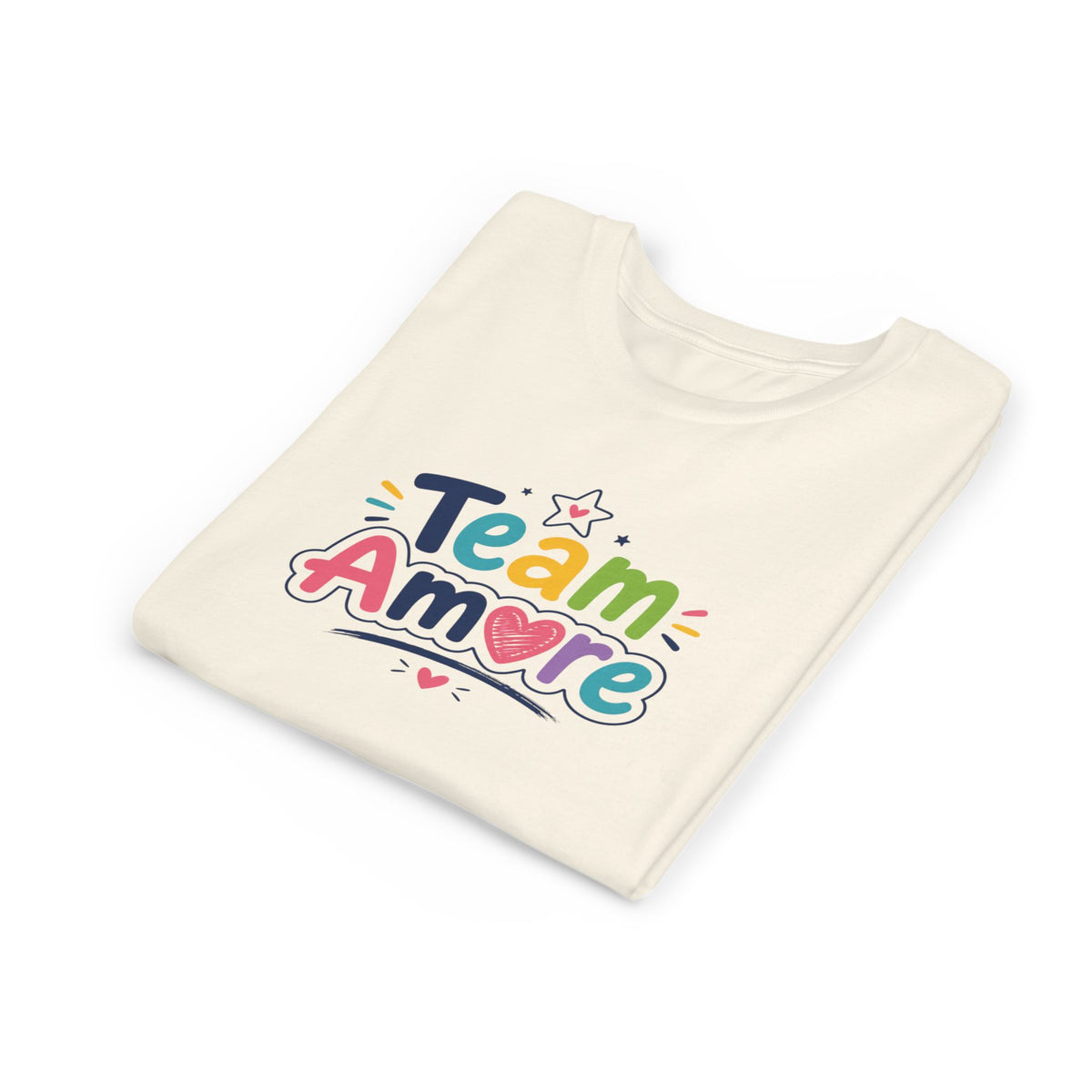 Youth Colorful "Team Amore" with Heart & Puppy Graphic T-Shirt