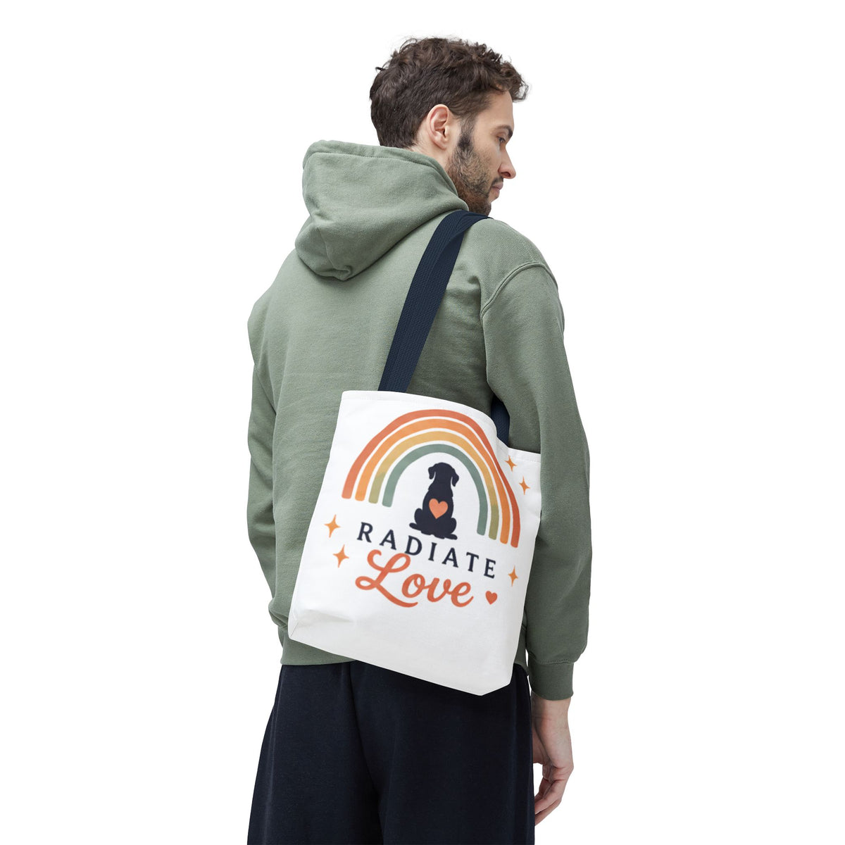 Radiate Love Dog Rainbow Tote Bag