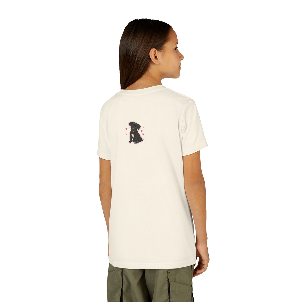 Youth Colorful "Team Amore" with Heart & Puppy Graphic T-Shirt