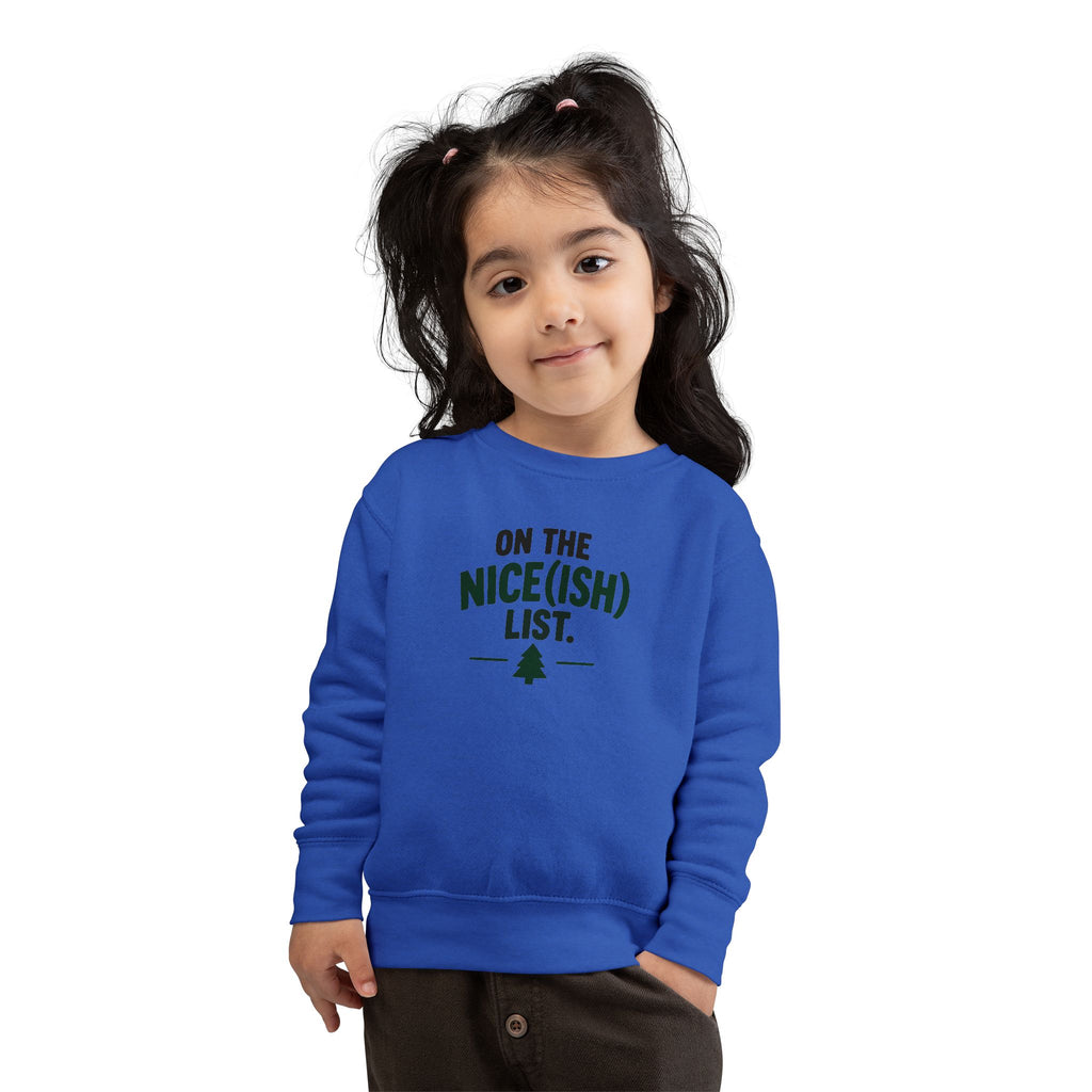 Toddler Sweatshirt - 'On the Nice(ish) List' Funny Christmas Kids Pullover