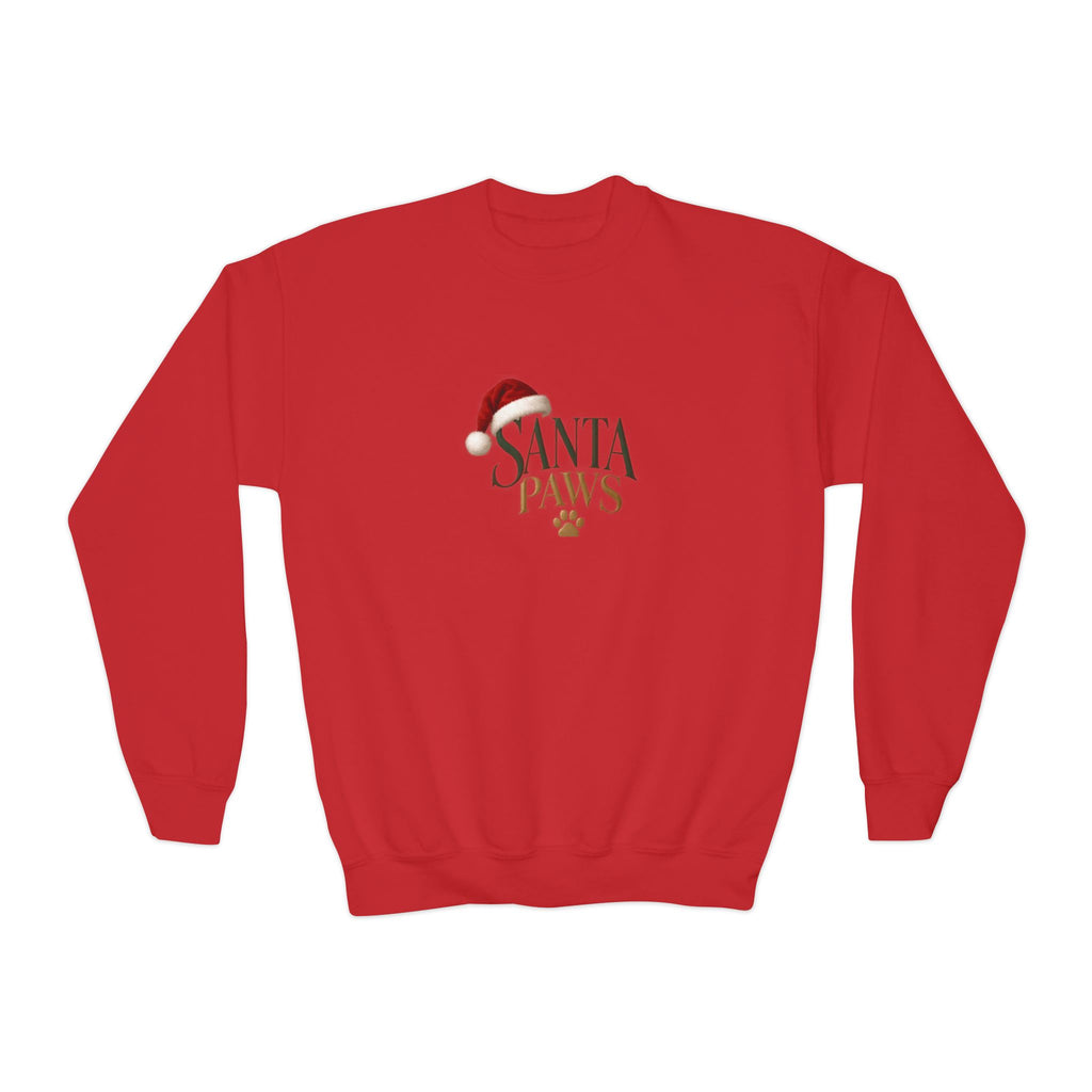 Youth Santa Paws Crewneck Sweatshirt - Dog Lover Design