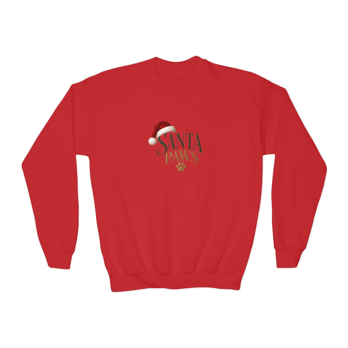 Youth Santa Paws Crewneck Sweatshirt - Dog Lover Design