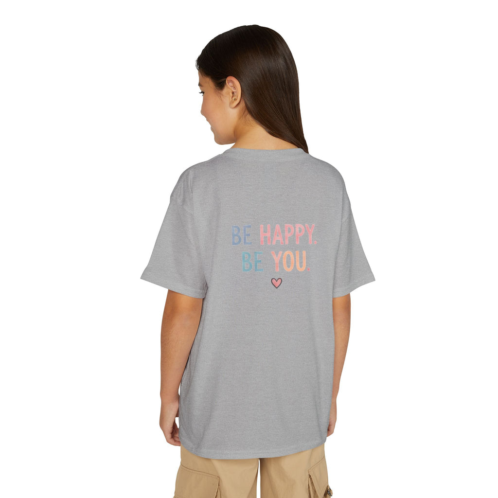 Youth T-Shirt Cute Puppy Front & “Be Happy. Be You.” Back
