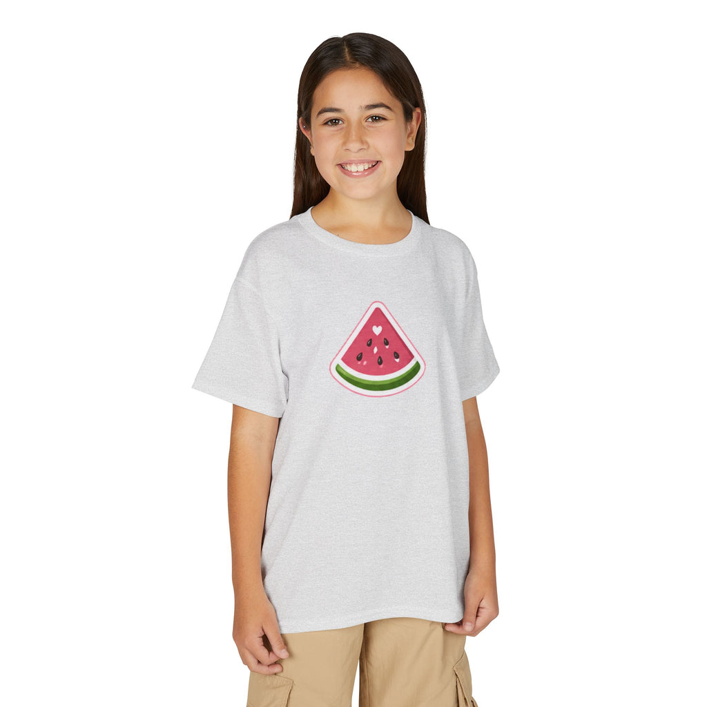 Kids Watermelon Slice T-Shirt with Amore Puppy Back Graphic