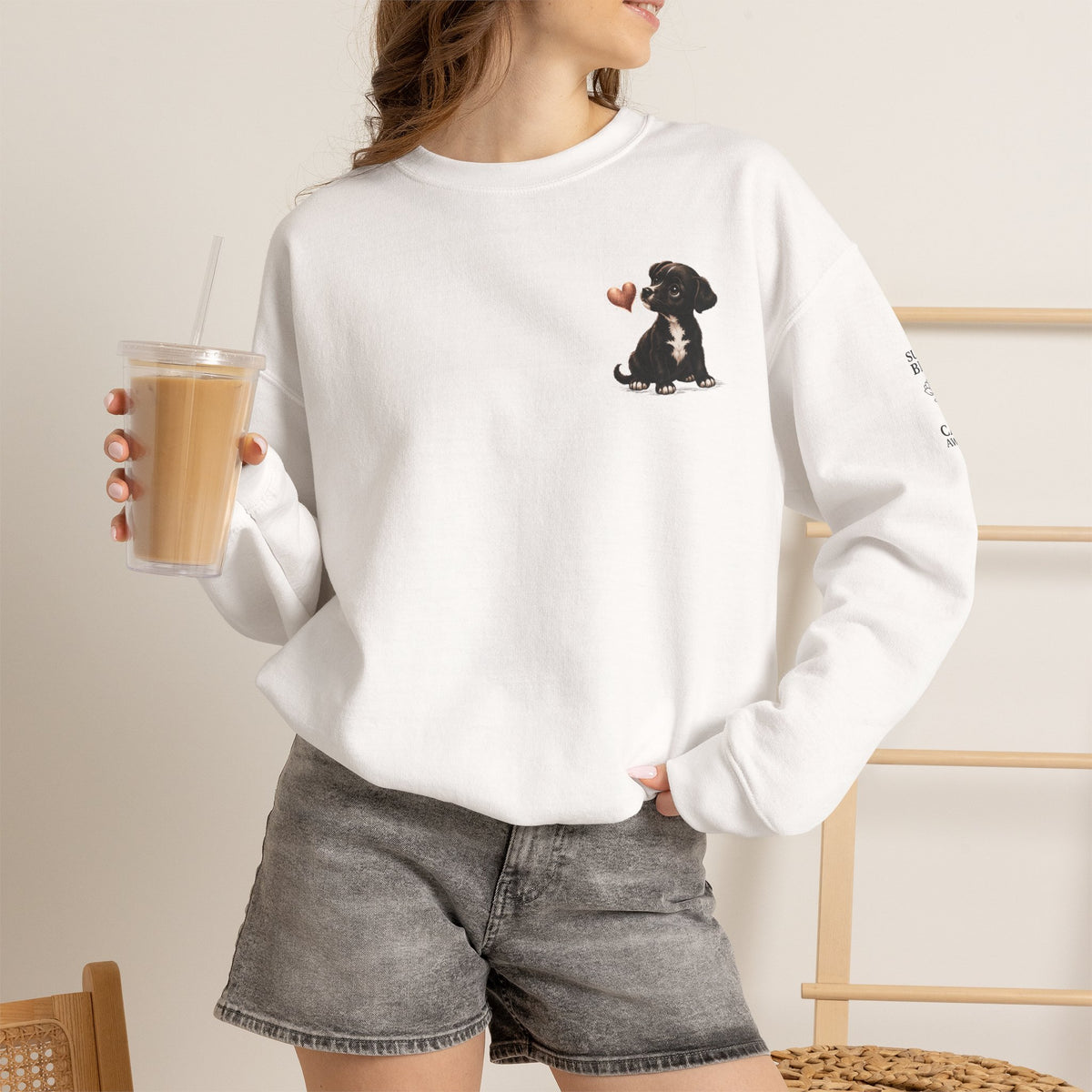 Puppy Heart Crewneck Sweatshirt - Amore Pink Ribbon Breast Cancer Support