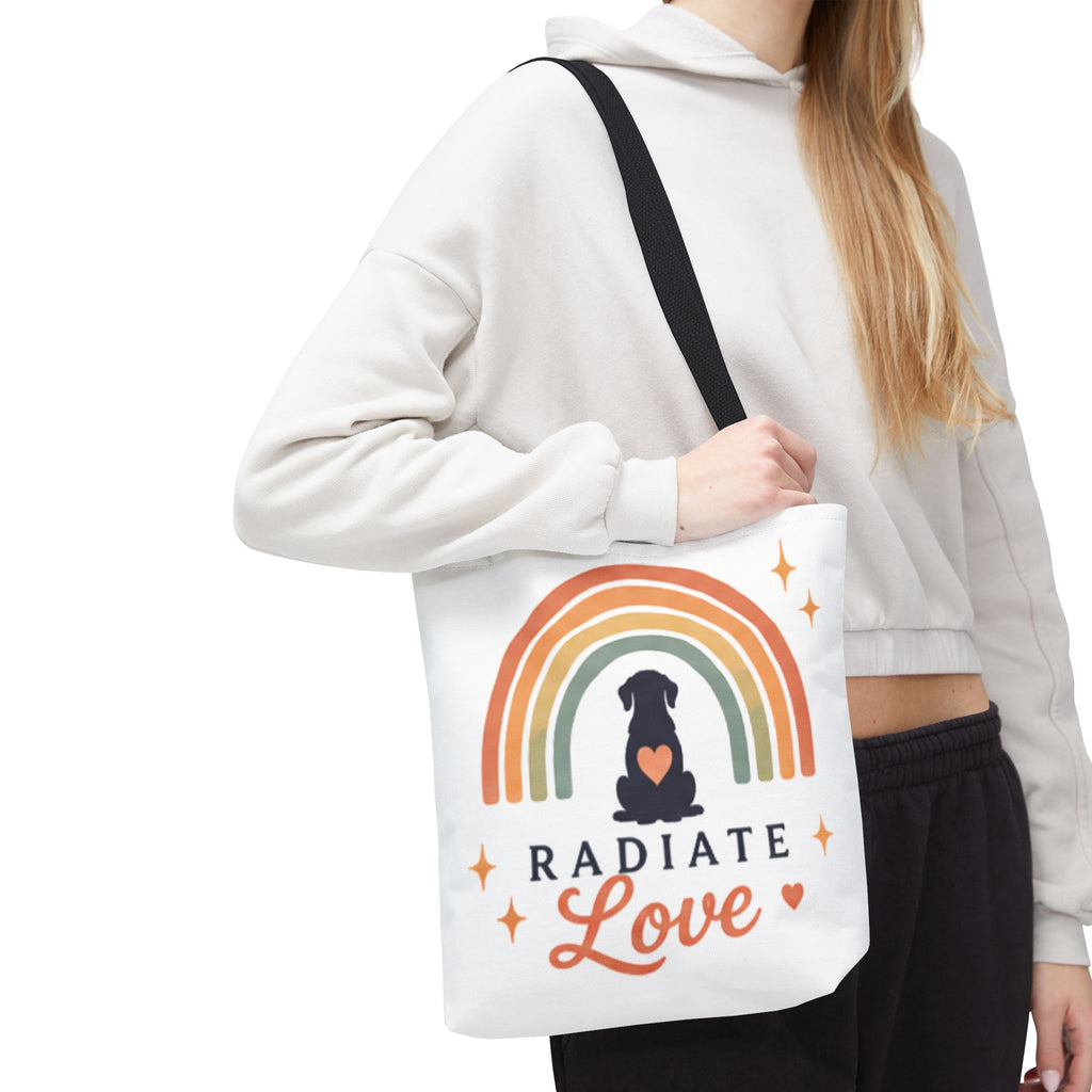 Radiate Love Dog Rainbow Tote Bag